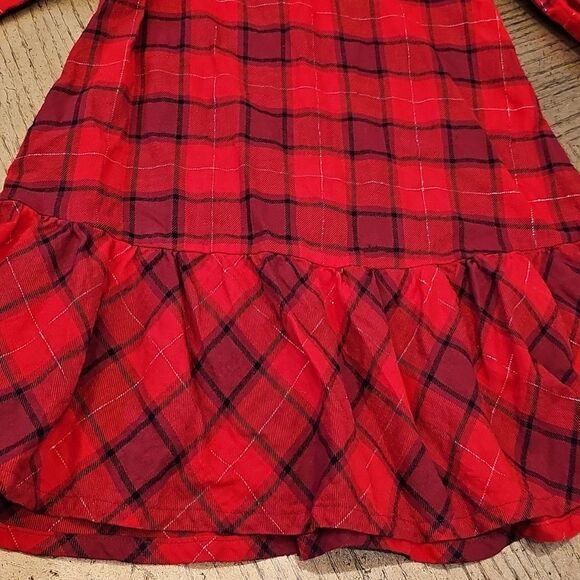 Red Plaid Ruffle Dress Lomg Sleeve Size L Wrangler Girls Excellent New Condition - Picture 10 of 11